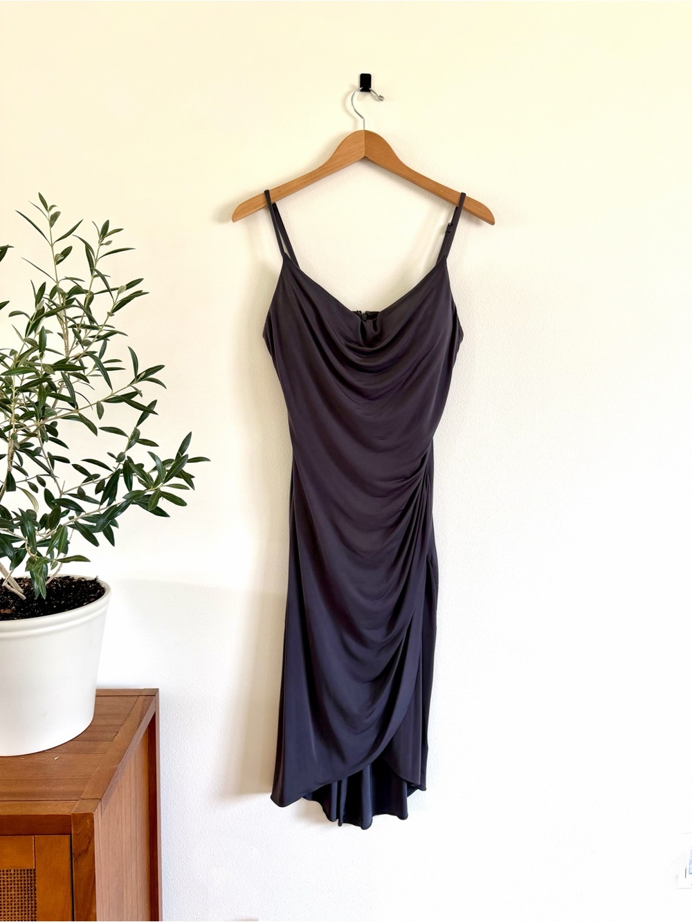 Guess Charcoal Draped Cowl Slip Dress